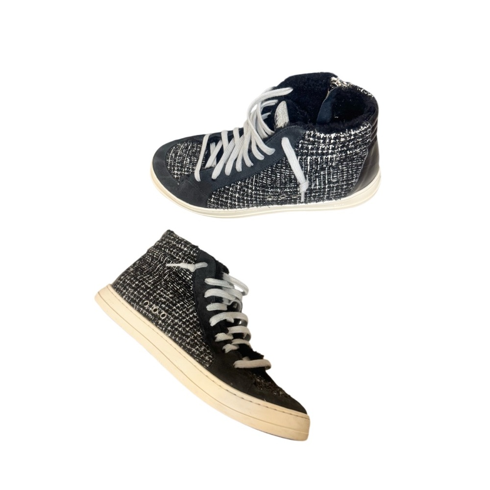 P448 from Bloomingdale’s skate faux fur suede trim high top sneakers size 40 9.5 - Picture 9 of 16